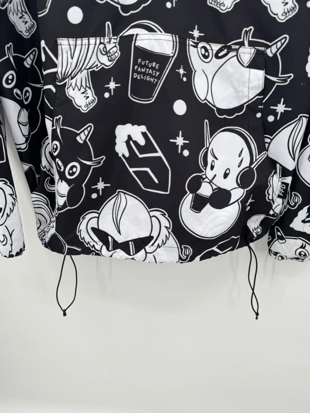 Future Fantasy Delight Printed Half Zip Windbreaker Hoodie Lightweight XL